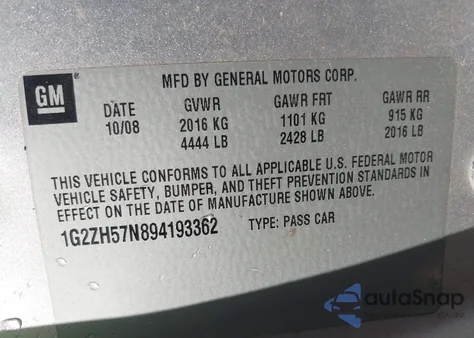 2009 Pontiac G6 Gt z USA, uszkodzony, nr VIN 1G2ZH57N894193362